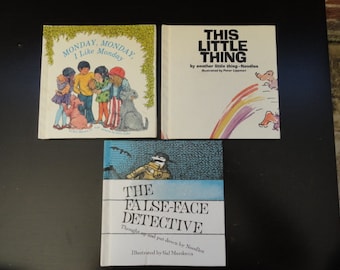 Bill Martin Instant Reader, Set of 3, 1970, The False Face Detective, Monday Monday I Like Mondays, This Little Thing