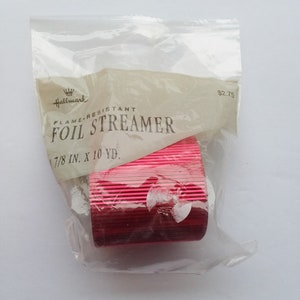 1980er Jahre Hallmark Red Foil Streamer, NEU im Paket, ungeöffnet, Made in USA, 9 Meter lang