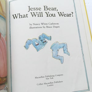 Jesse Bear What Will You Wear by Nancy White Carlstrom 1986 - Etsy