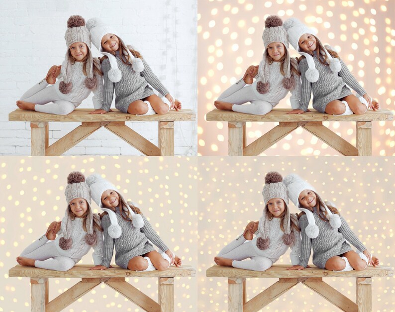 Christmas Lights Digital Backdrops Bonus Gold Bokeh Etsy