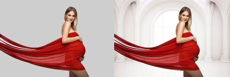 White arch studio digital backdrops, maternity backgrounds, white studio backdrops image 9