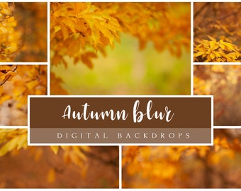 Autumn blur digital backdrops, Portrait art blur fall backgrounds