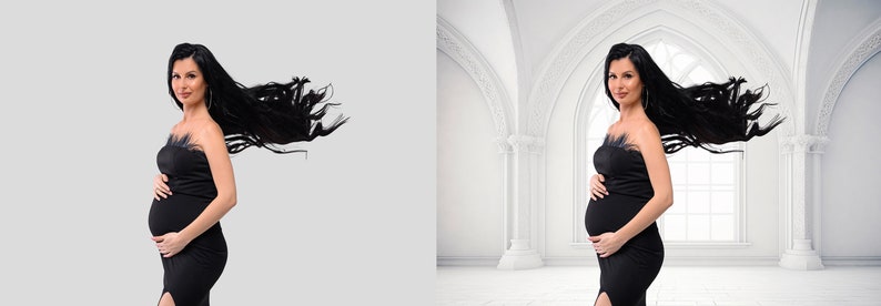 White arch studio digital backdrops, maternity backgrounds, white studio backdrops image 4