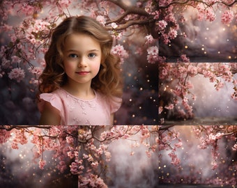 Cherry blossom digital backdrops, Spring digital backgrounds