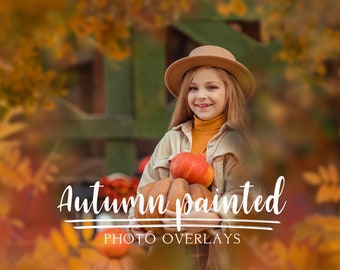 Autumn painted photo overlays, creative art digital frames, tree branch photo overlays, fall png overlays