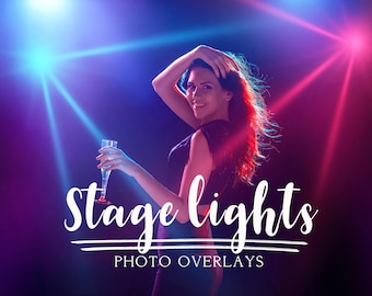 Stage lights photo overlays, Light shine effect, color light overlays