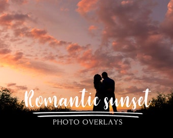 Romantic sunset photo overlays, sunset sky, skies