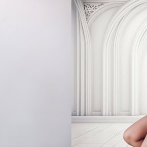 White arch studio digital backdrops, maternity backgrounds, white studio backdrops image 6