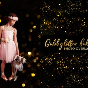 40 Gold glitter Bokeh photo overlays