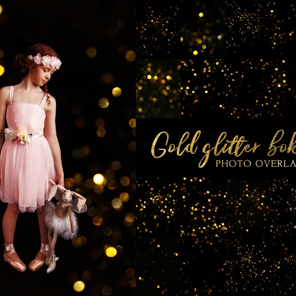 40 goldene Glitzer-Bokeh-Foto-Overlays