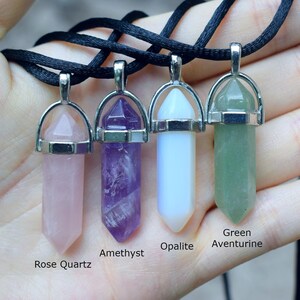 Crystal Choker, Crystal Necklace, Healing Hexagonal Crystal Choker, Bohemian 90s Jewelry, Amethyst, Rose Quartz, Opalite, Green Aventurine image 2