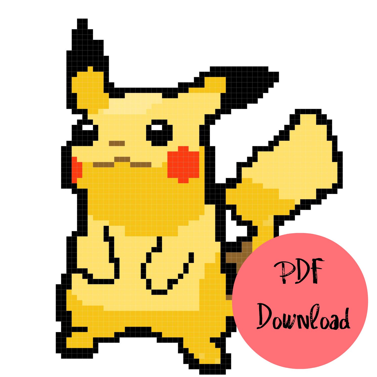 Patrón De Punto De Cruz De Pokémon Pikachu De Píxeles - Etsy España