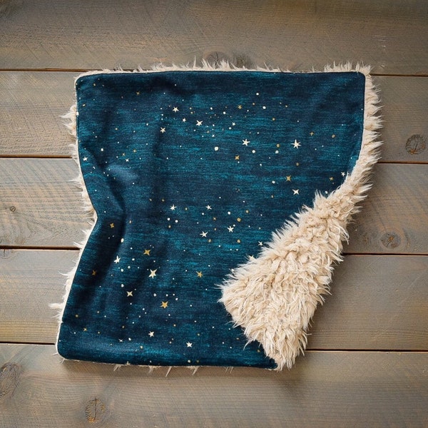 lovey : stars, night sky baby blanket, star baby blanket, security blanket night sky, navy star lovey