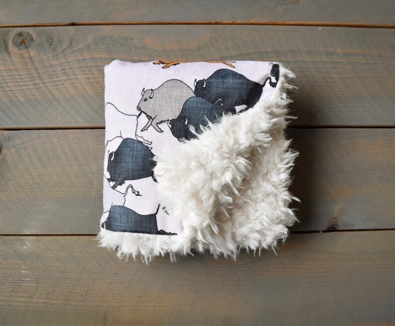 Buffalo Lovey Baby Blanket Llama Buffalo Stampede Baby Etsy