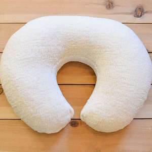 nursing pillow cover : ivory sherpa, sherpa nursing pillow cover, breastfeeding pillow slipcover neutral sherpa, off white sherpa