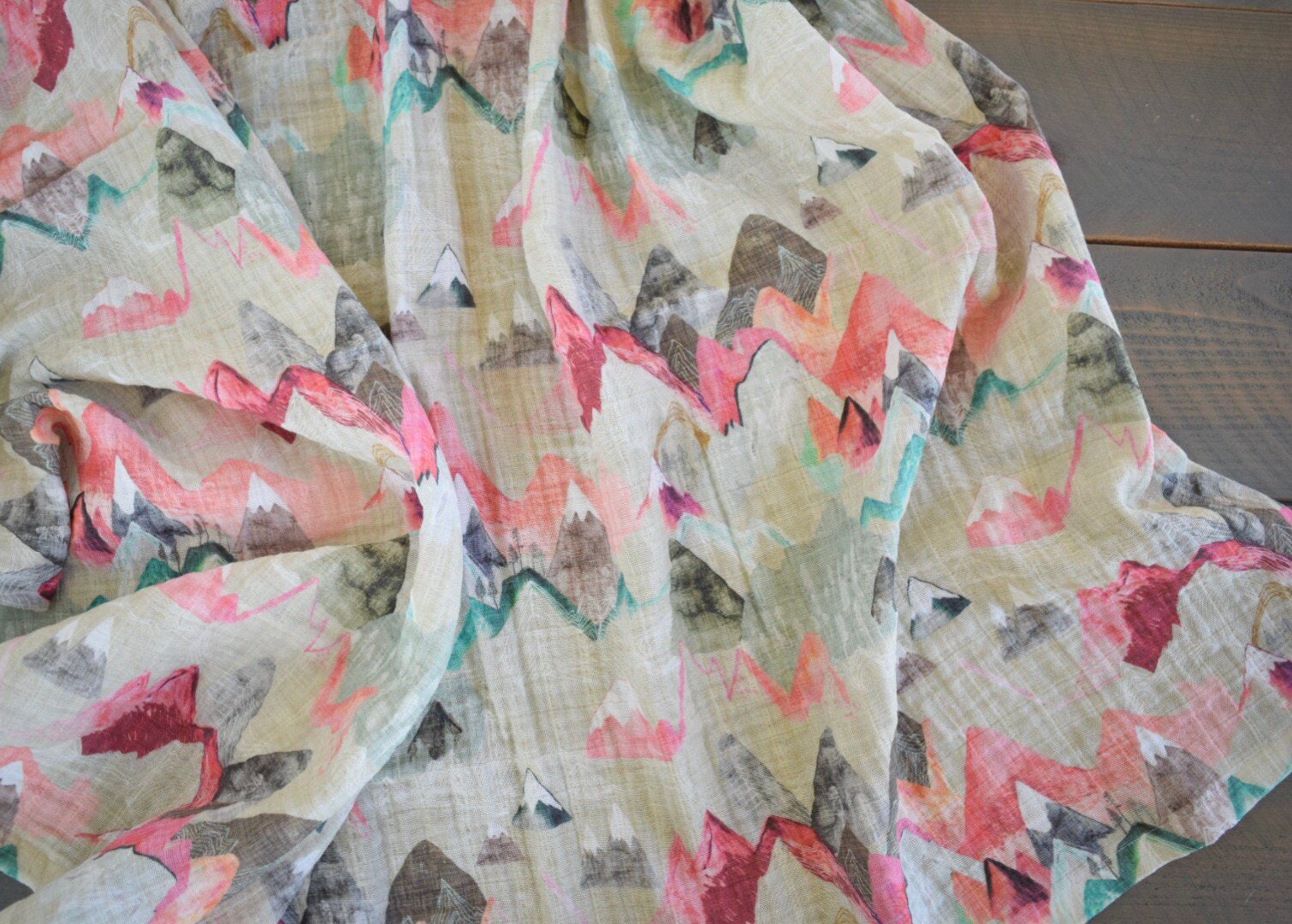 Blush pink mountain swaddle blanket muslin watercolor | Etsy