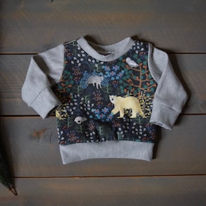 sweatshirt : polar bear, polar bear crewneck baby toddler, organic crewneck sweatshirt winter polar bear