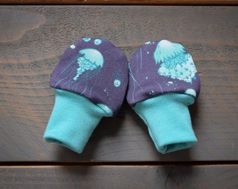 newborn scratch mittens : jellyfish, newborn baby organic ocean jellyfish mittens