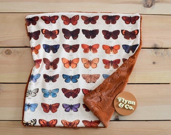 lovey : Schmetterlinge, Schmetterling Babydecke, Sicherheitsdecke Natur, Schmetterling vintage lovey