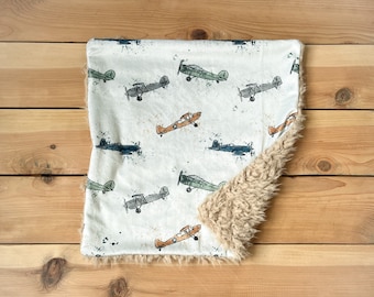 lovey : vintage airplanes, airplane baby blanket, security blanket aviation, pilot, flying lovey