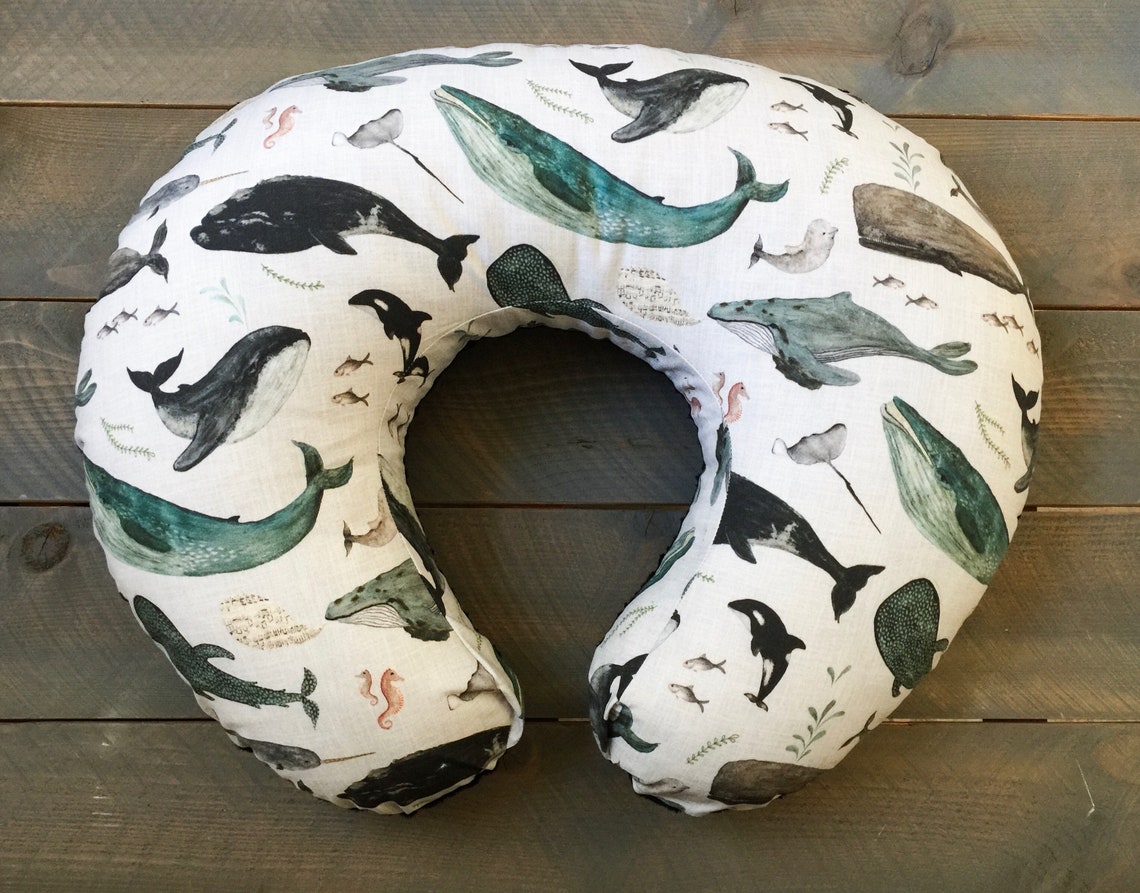 Nursing Pillow Cover Whales Whale Nautical Nursing Pillow Etsy