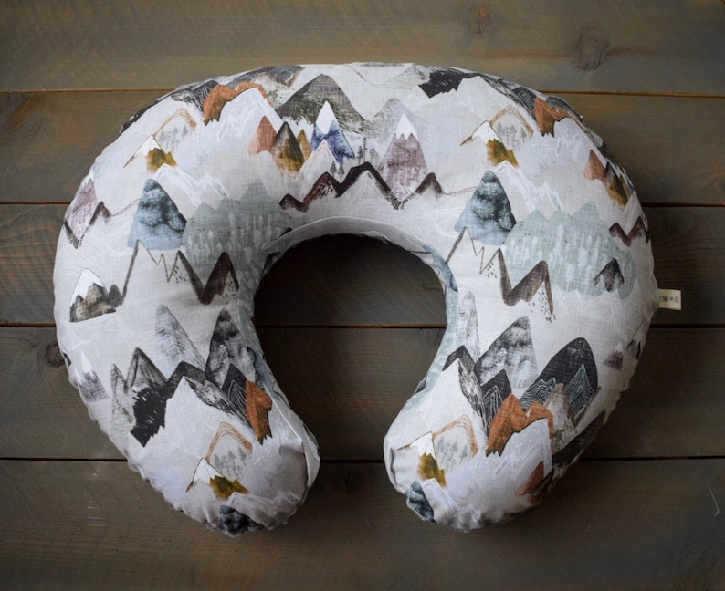 Nursing Pillow Cover Neutral Mountains Mountain Nursing Etsy