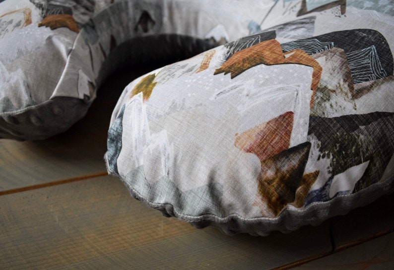 Nursing Pillow Cover Neutral Mountains Mountain Nursing Etsy