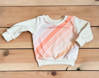 sweatshirt : pastel 70s stripe, baby toddler crewneck retro pink purple stripe, 70s baby sweatshirt, vintage baby shirt, organic sweatshirt