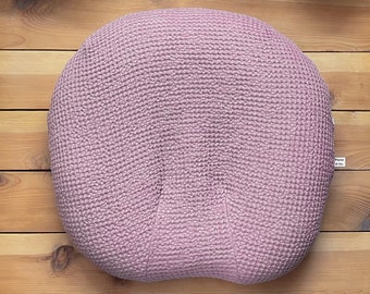 infant lounger cover : dusty lavender waffle linen, waffle linen baby lounger pillow cover, purple pink waffle linen baby pillow cover