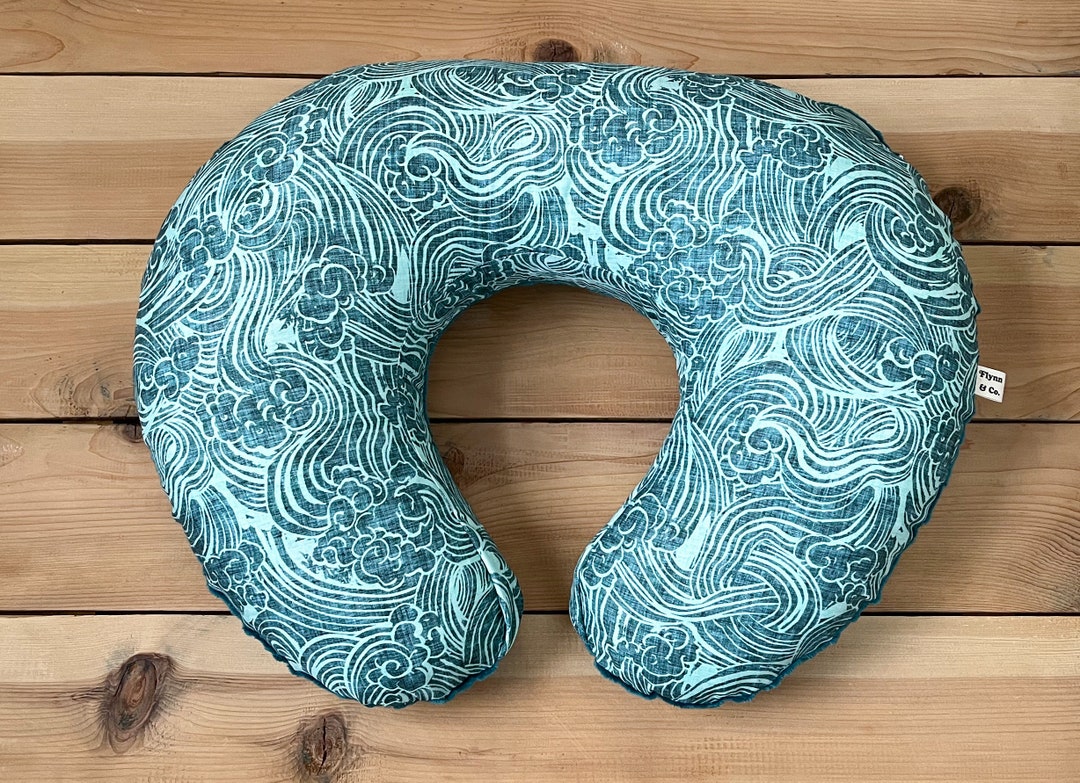 Nursing Pillow Cover Teal Waves, Ocean Wave Nursing Pillow Cover, Nursing Pillow Slipcover