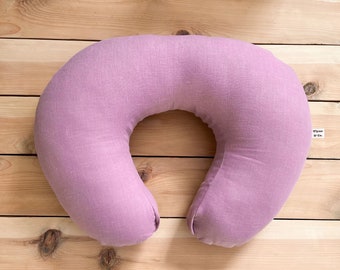 nursing pillow cover : orchid linen, breastfeeding pillow, nursing pillow slipcover light purple pink linen, pastel linen