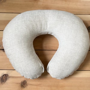 nursing pillow cover : light natural linen, breastfeeding pillow, nursing pillow slipcover natural linen, linen pillow cover