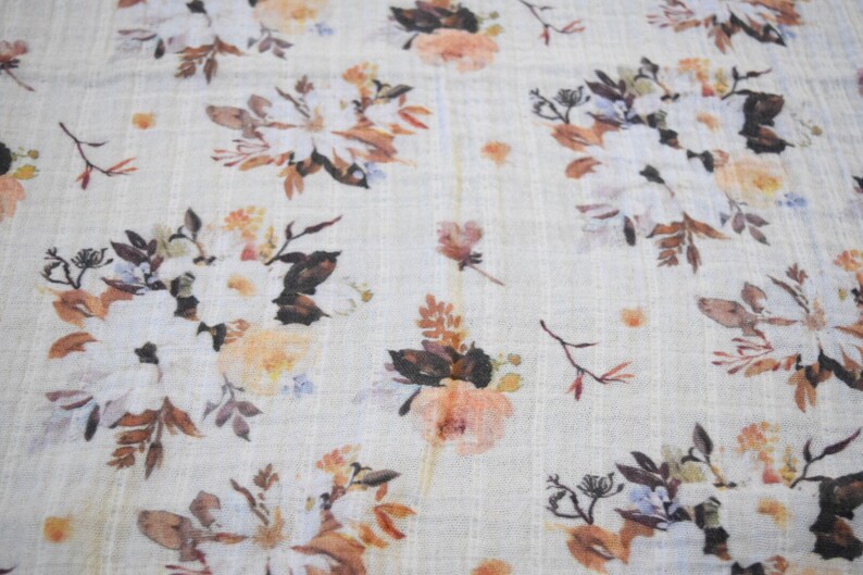 Ivory floral swaddle blanket muslin fall autumn baby swaddle Etsy