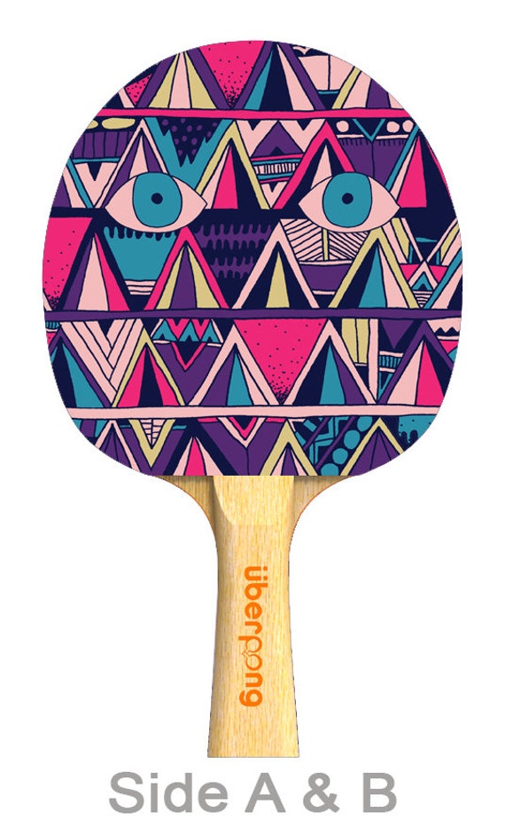 Designer Hello Bright Eyes Ping Pong Paddle Table Tennis Etsy