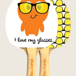Designer I Love My Glasses Ping Pong Paddle Table Tennis Custom