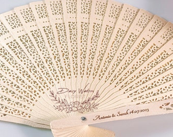 5pcPersonalized Sandalwood Wedding Fans, Custom Wedding Fans Wedding Party Favor,Monogram Hand Fans,Beach Summer Wooden Fans,Bridesmaid Fans