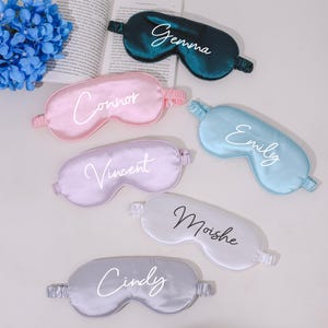 Personalized Satin Eye Mask for Sleeping Birthday Party Sleepover Gift Anniversary Customized Monogram Bachelorette Favor Adult