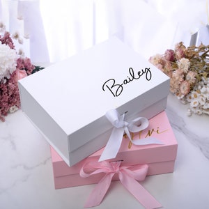 Aangepaste geschenkdoos, gepersonaliseerde geschenkdoos bruidsmeisje met naam, voorstel bruidsmeisje, huwelijkscadeau, Will You Be My Bridesmaid, Lege doos
