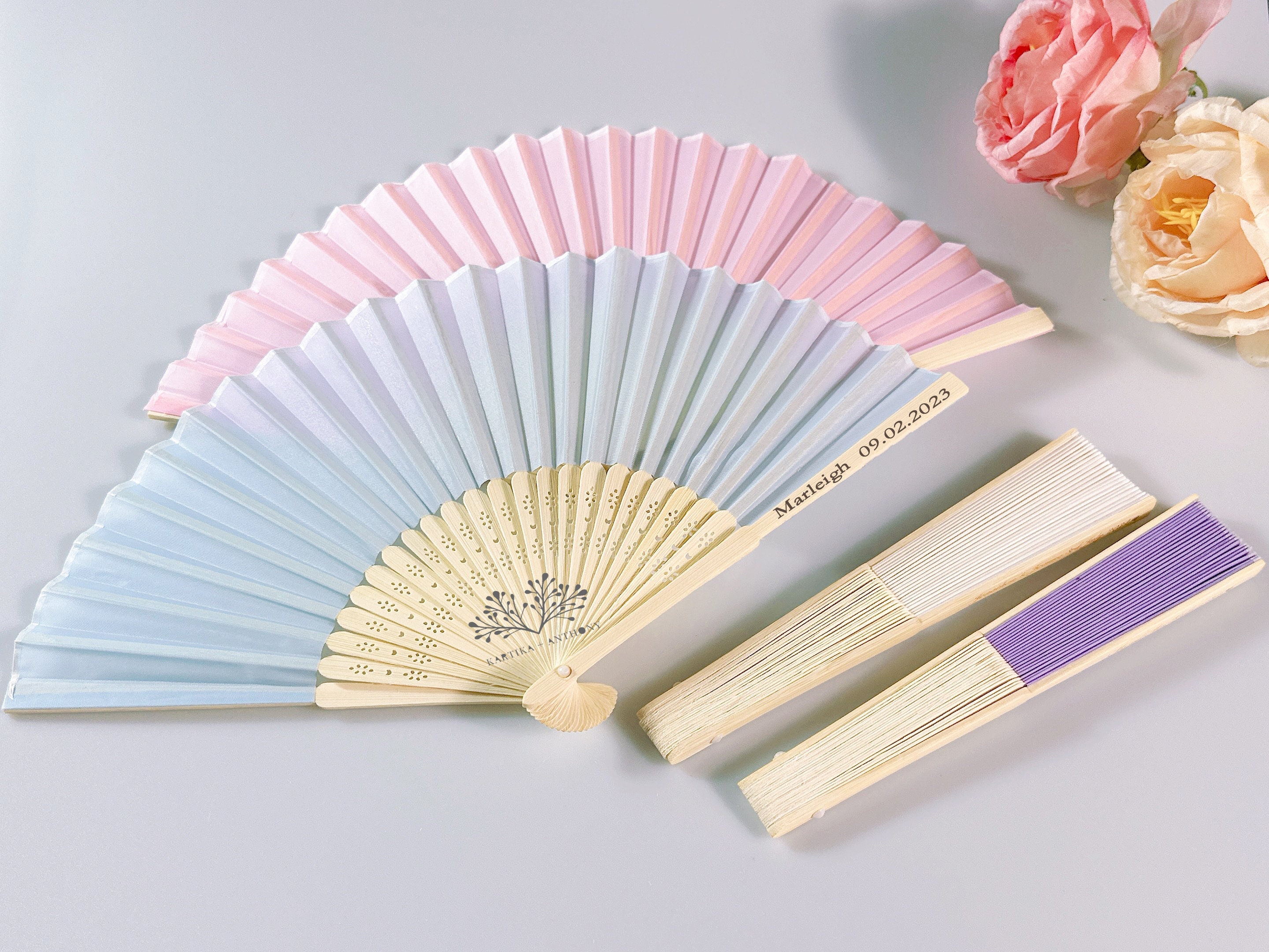 20pcs Customize Folding Fans for Wedding Party Favors, Personalized  Engraved Handheld Fans Gifts for Guests Bulk, Custom Party Fans for Women  Silk