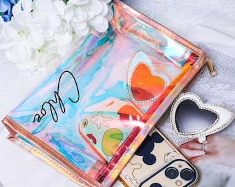 Personalized Makeup Bag, Clear Makeup Bag, Clear Cosmetic Bag, Personalized Gifts, Bridesmaid Gift Idea, Travel Bag,Bachelorette Party Gifts