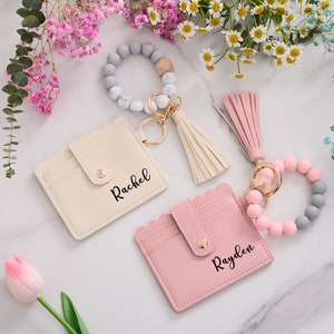 Cartera plegable de cuero suave personalizada para mujer, embrague de noche, titular de tarjeta de crédito con nombre, regalo de dama de honor, regalo para ella