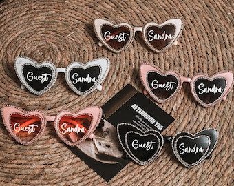 Gafas de sol para novias, gafas de sol para novias, gafas de sol con perlas para novias, gafas de sol con forma de corazón para novias, despedida de soltera, gafas de sol para despedidas de soltera