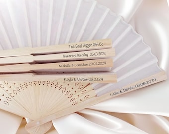 White Fabric Fan，Grade A Bamboo Ribs Wedding ，Party Favour Handheld Fan，