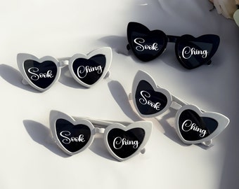 Custom Bachelorette Party Heart Shaped Sunglasses, Hens Party Heart Sunglasses ，Bridesmaid Sunglasses, Heart Sunnies