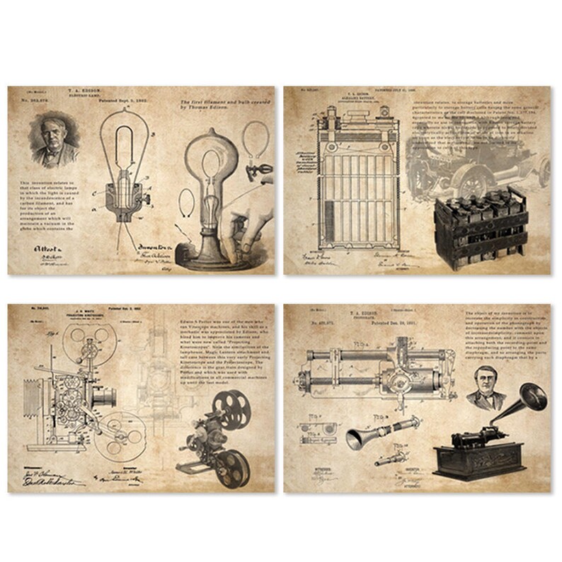 Edison Invention Cell Electric Lamp Phonography Projecting Etsy