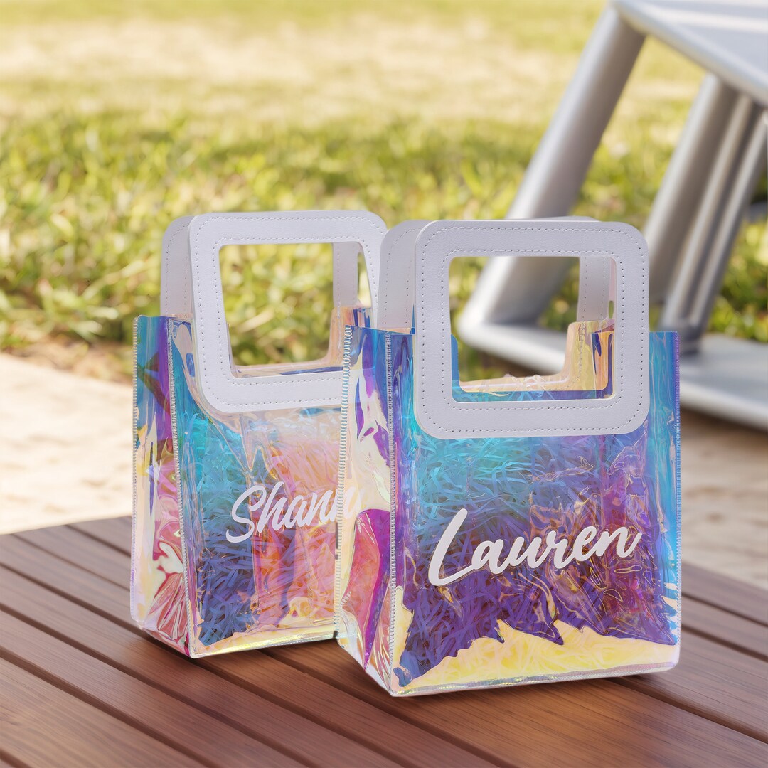 Personalized Bridesmaid Gift Bags, Holographic Bag, Custom Thank You ...
