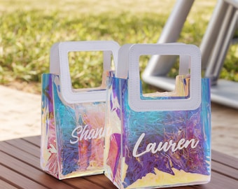 Personalized Bridesmaid Gift Bags, Holographic Bag, Custom Thank You Bag, Small Bridesmaid Gift Bag, Bachelorette Party Favors, Small Bags