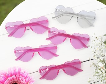 Rimless Heart Sunglasses， Bride Sunglasses， Bachelorette Party Sunglasses，Bridesmaid Gift