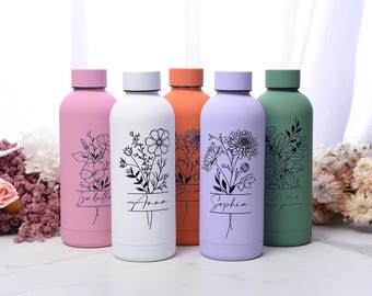 16.9OZ Stainless Steel Cup ,Custom Personalized Name Tumbler，Girl&#39;s Trip Tumbler ，Birth Flower Travel Tumbler，Bridesmaid Gift ,Mother&#39;s Day