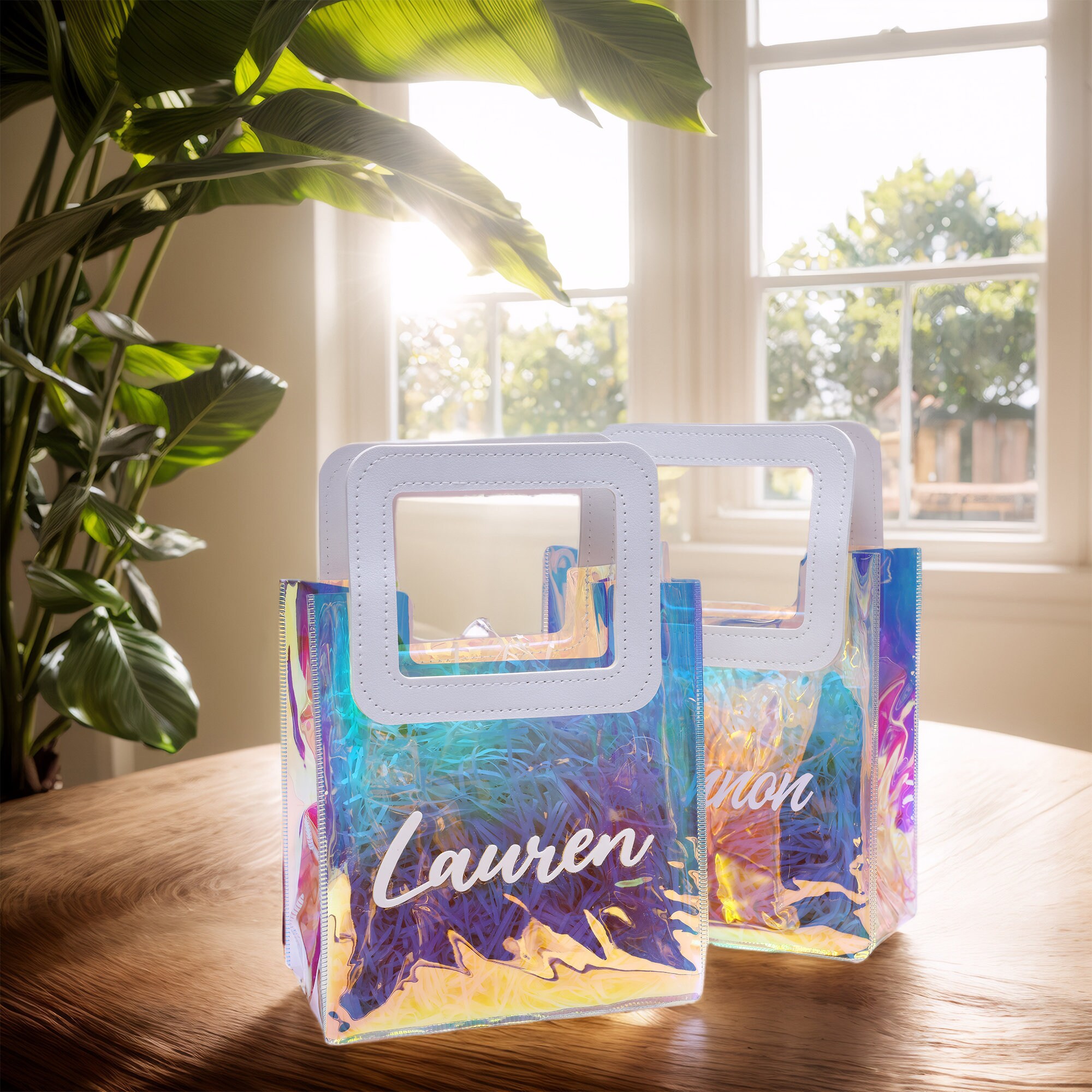 Personalized Bridesmaid Gift Bags, Holographic Bag, Custom Thank You ...